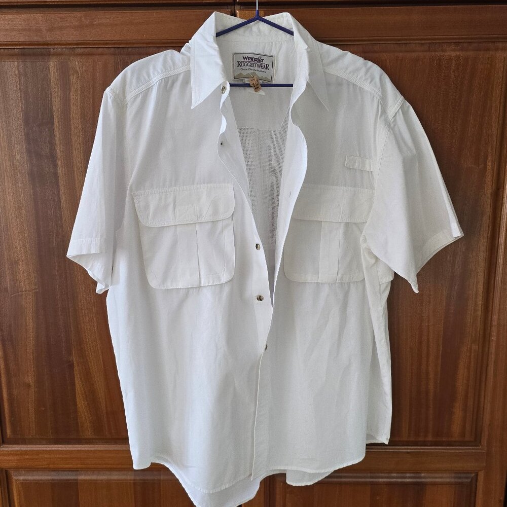 Wrangler white short sleeve mens button down